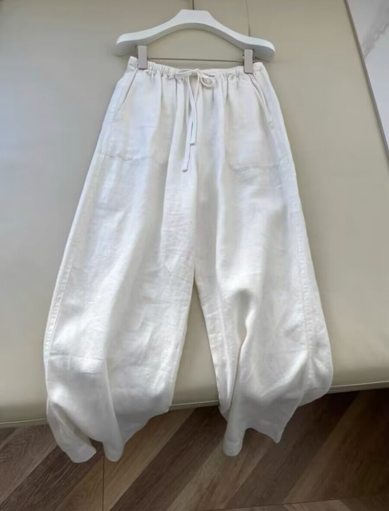 Drape cotton linen summer Casual lazy wide leg pants