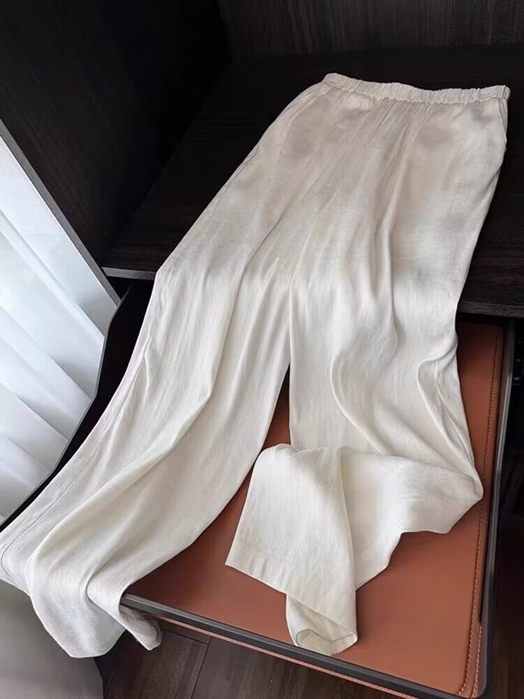 Cotton linen wide leg pants summer pants for women