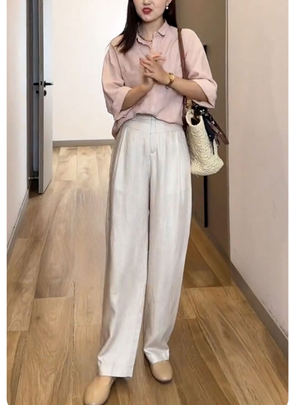 Flax Casual pants summer wide leg pants for women