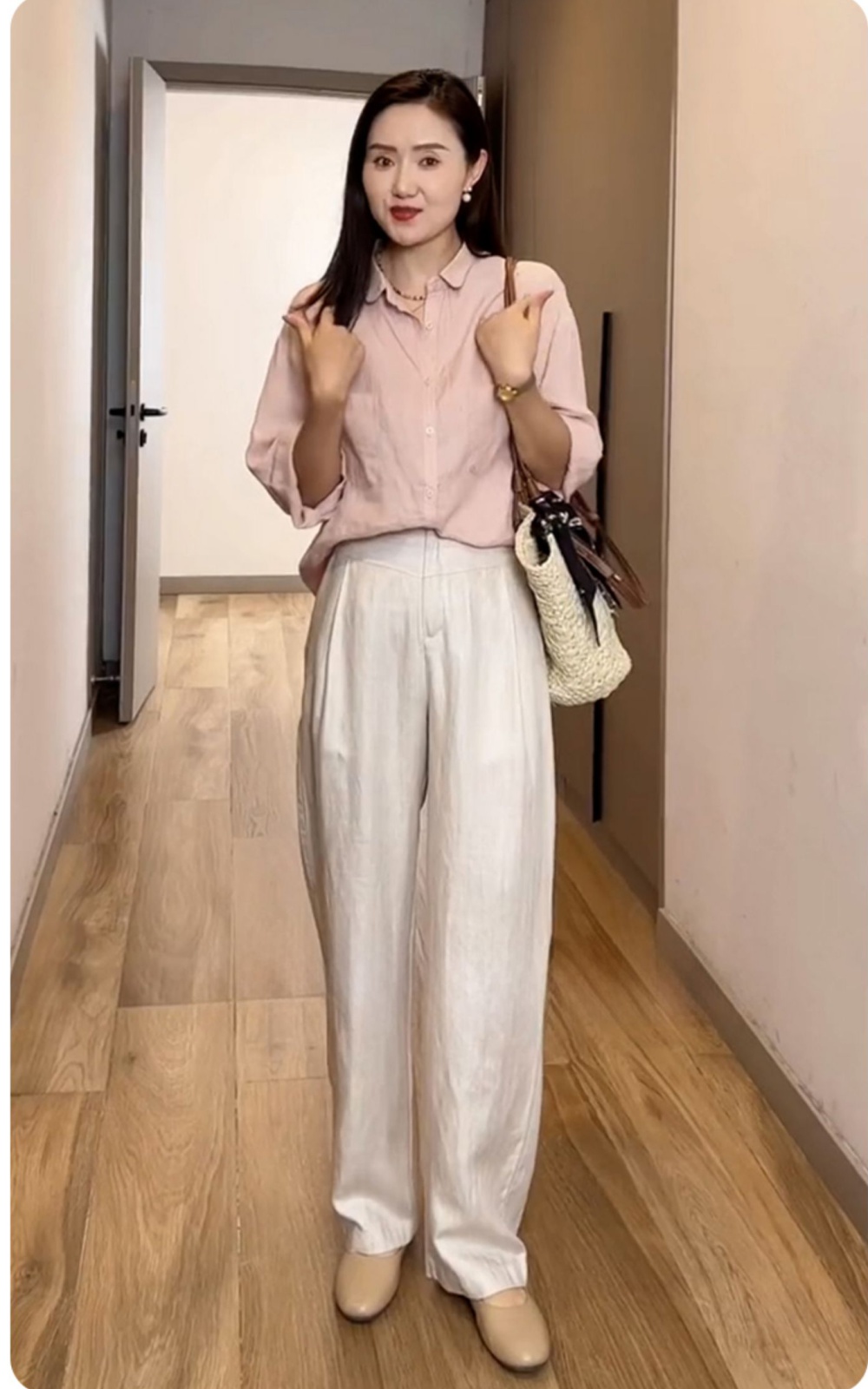 Flax Casual pants summer wide leg pants for women