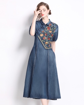 A-line cheongsam embroidery dress for women