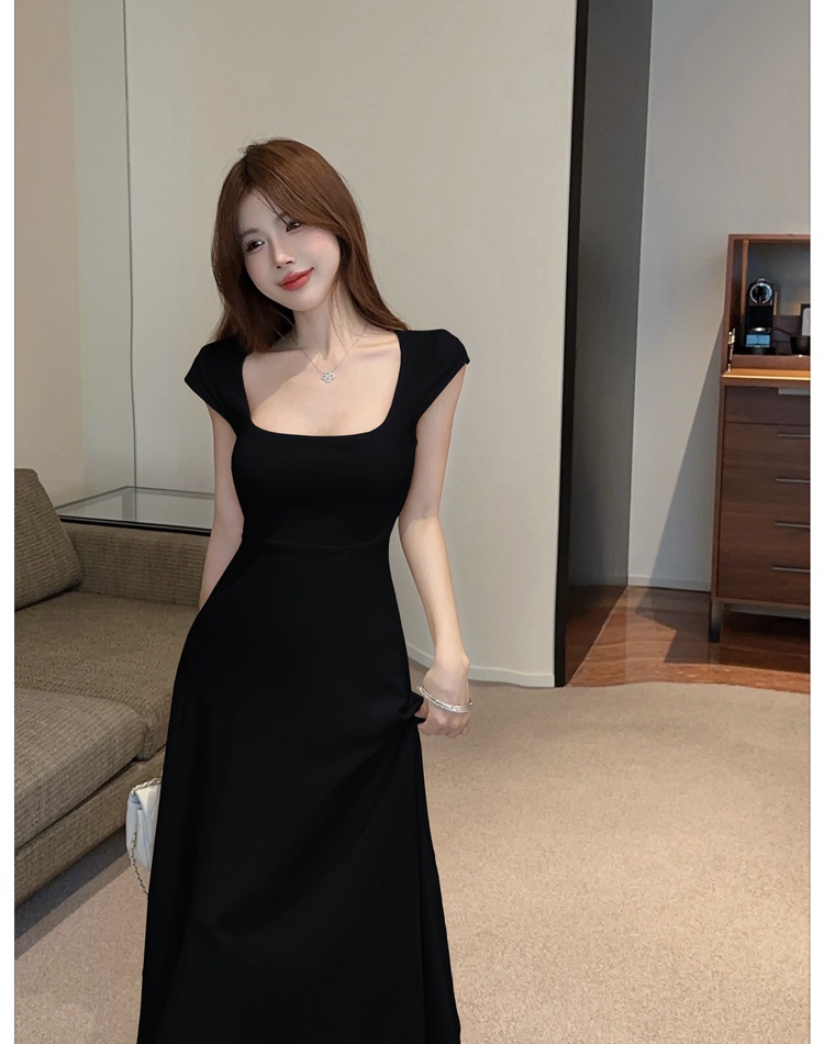 Pinched waist drape dress temperament long dress for women