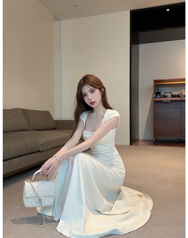 Pinched waist drape dress temperament long dress for women