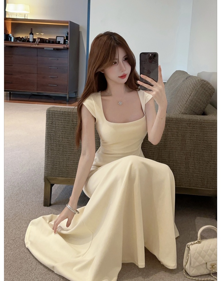 Pinched waist drape dress temperament long dress for women