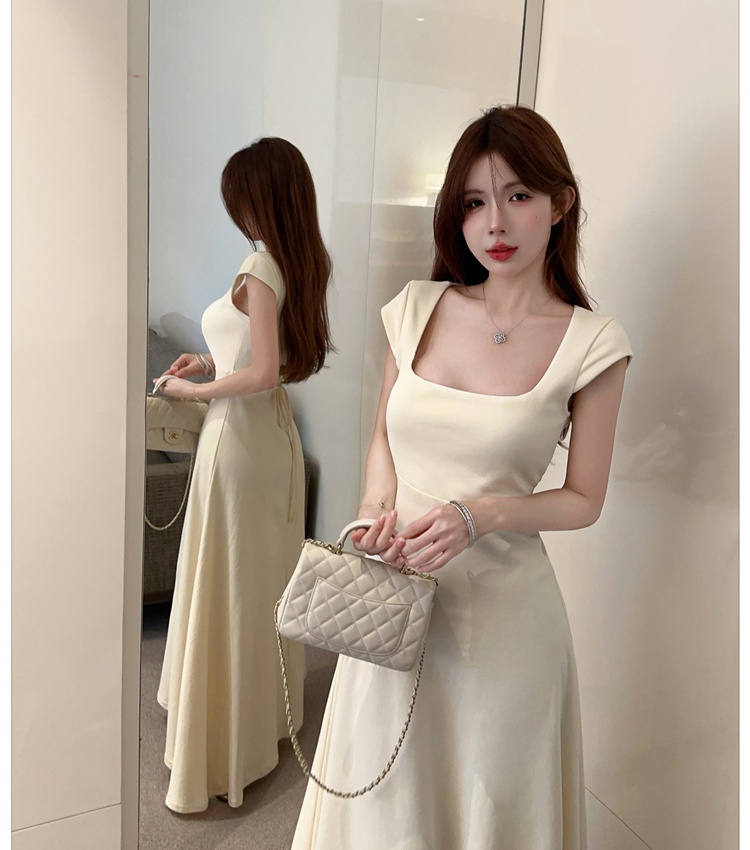 Pinched waist drape dress temperament long dress for women