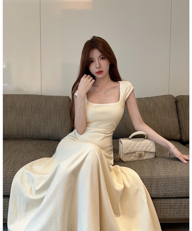 Pinched waist drape dress temperament long dress for women