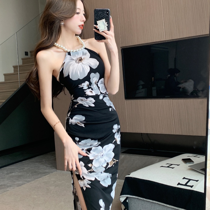 Slim package hip formal dress pearl dress