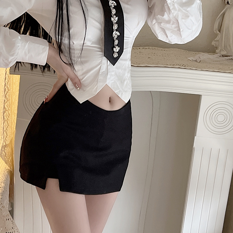 High waist A-line culottes split temperament shorts