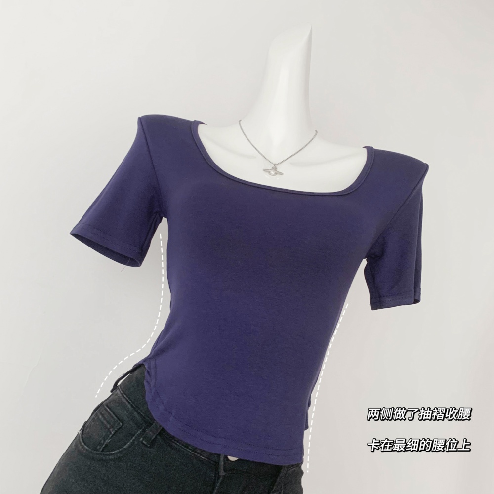 Big chest slim T-shirt U-neck enticement tops