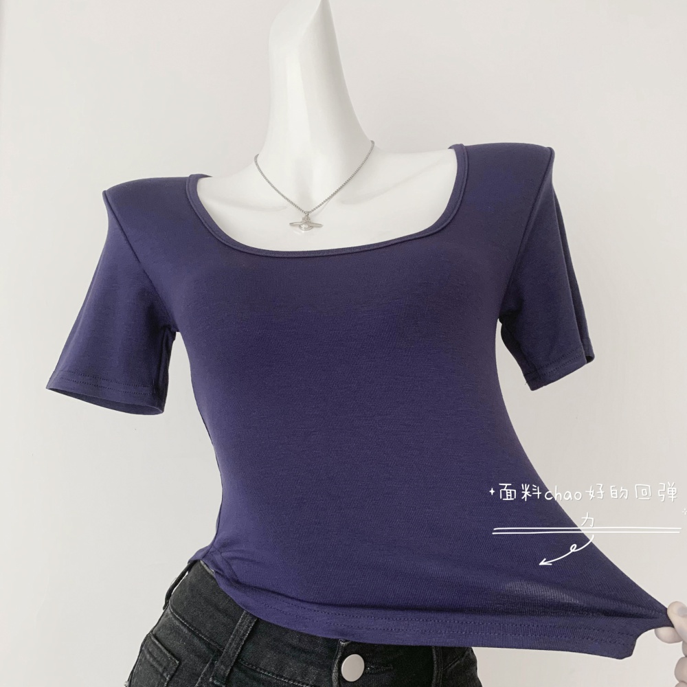 Big chest slim T-shirt U-neck enticement tops