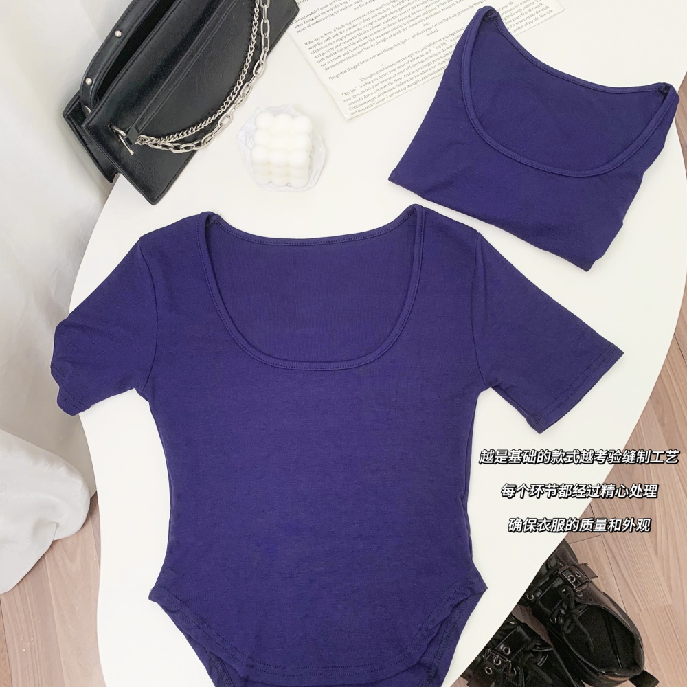 Big chest slim T-shirt U-neck enticement tops