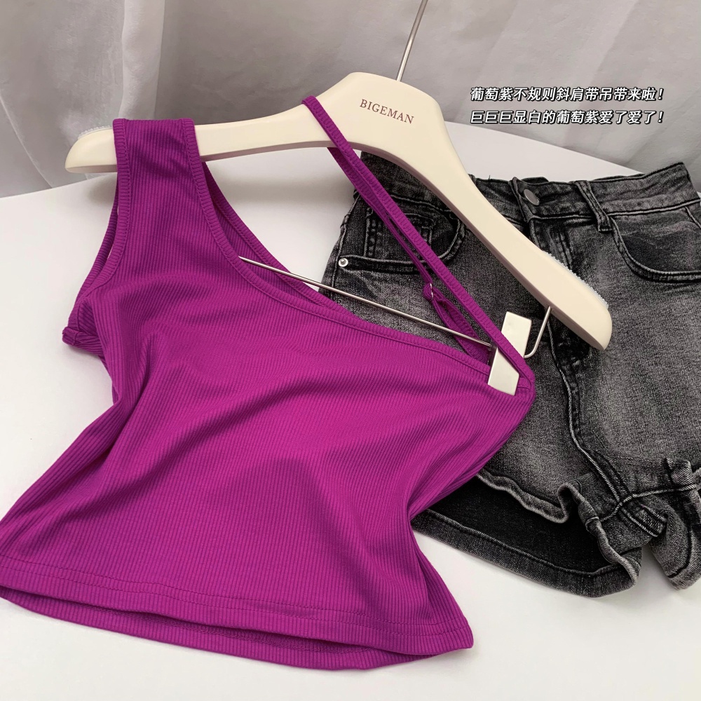 Irregular slim vest sleeveless tops for women