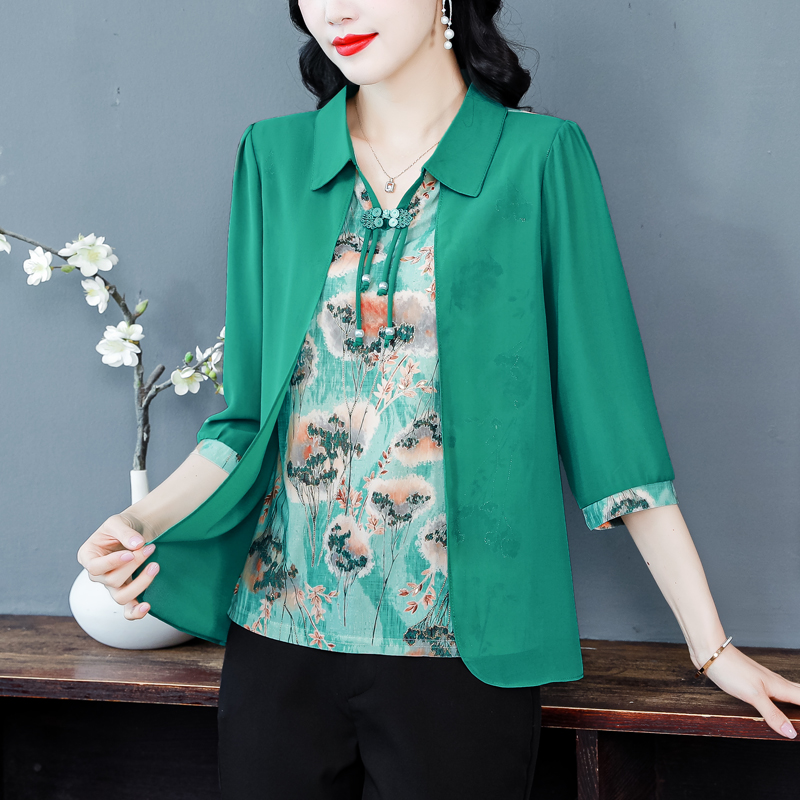 Loose tops short sleeve chiffon shirt for women