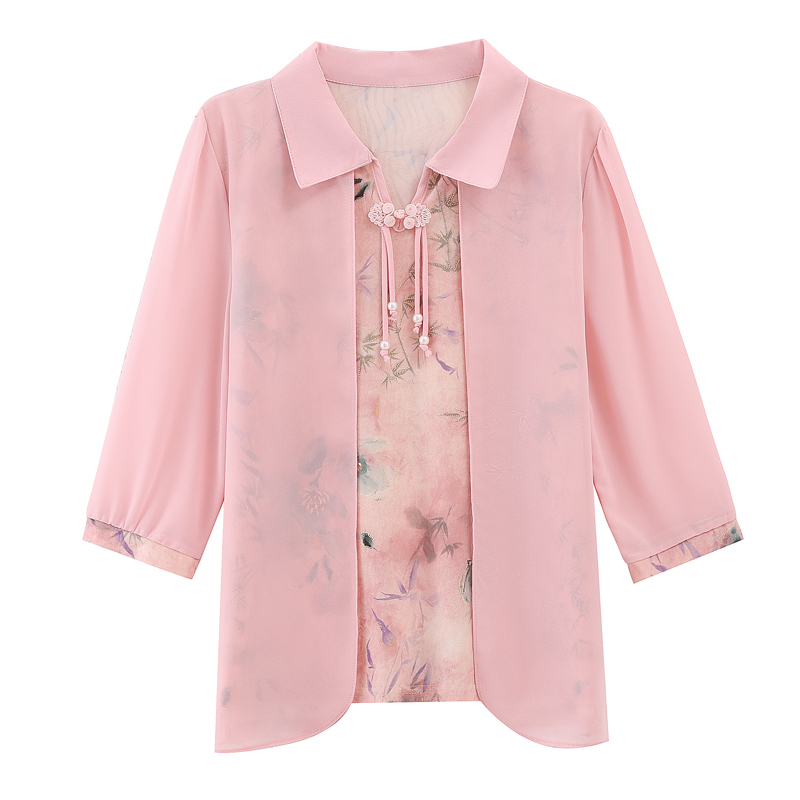 Loose tops short sleeve chiffon shirt for women