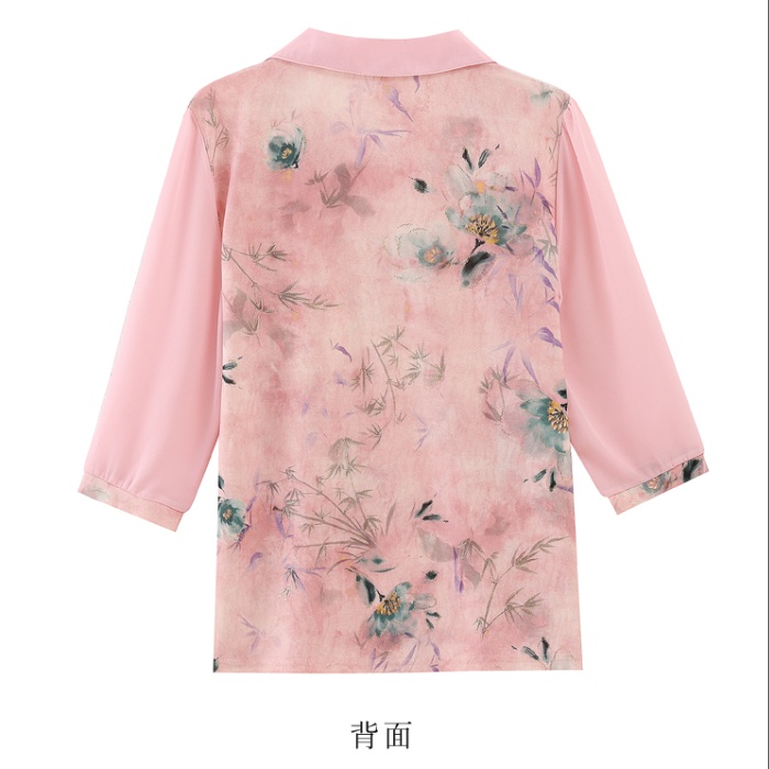 Loose tops short sleeve chiffon shirt for women