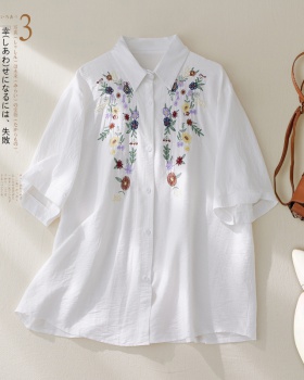 Pullover embroidered T-shirt large yard short sleeve tops