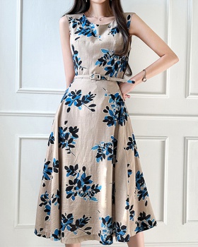 Korean style elegant big skirt pinched waist long dress