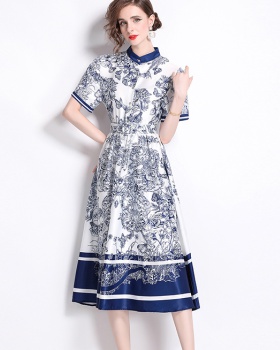 European style big skirt pinched waist fashion dress