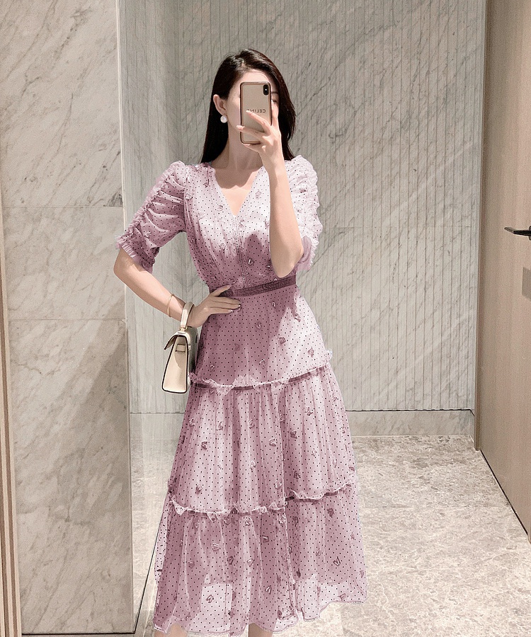 Elegant A-line long summer France style dress