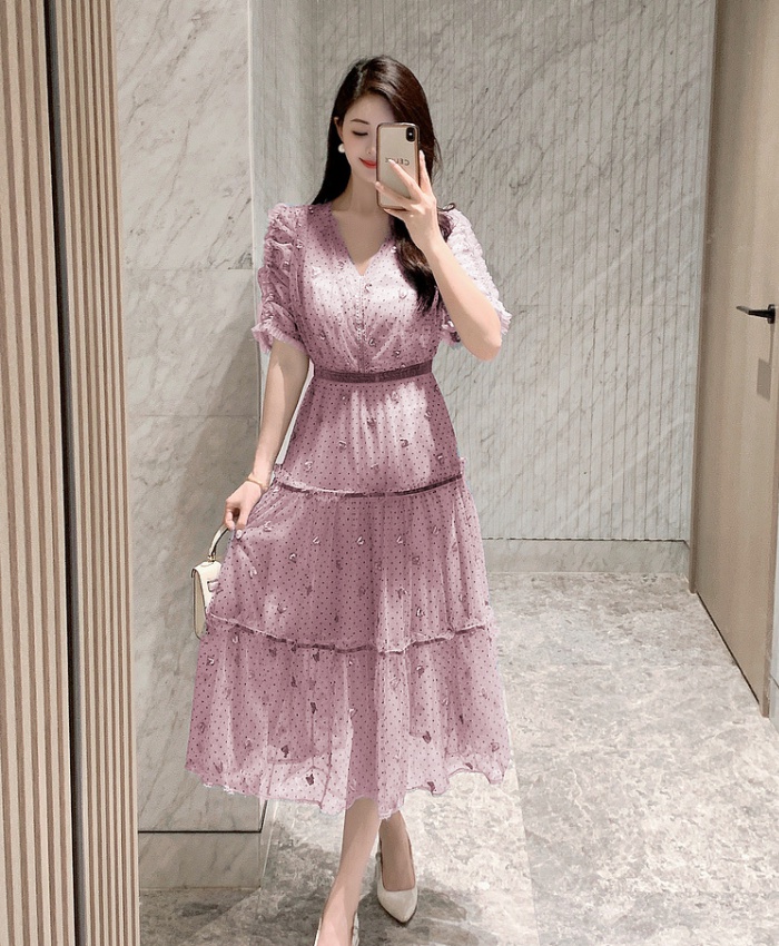 Elegant A-line long summer France style dress