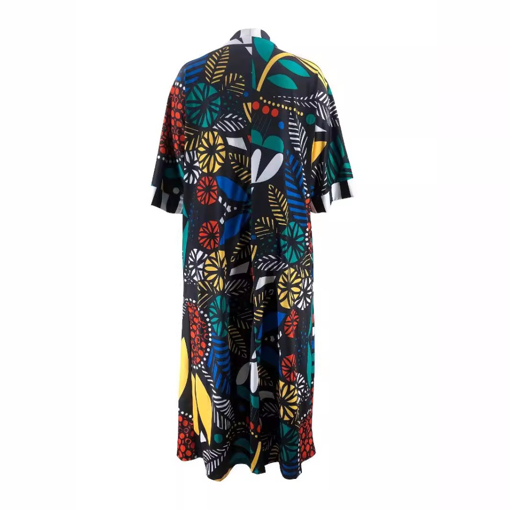 Fashion loose printing long Casual large yard coat