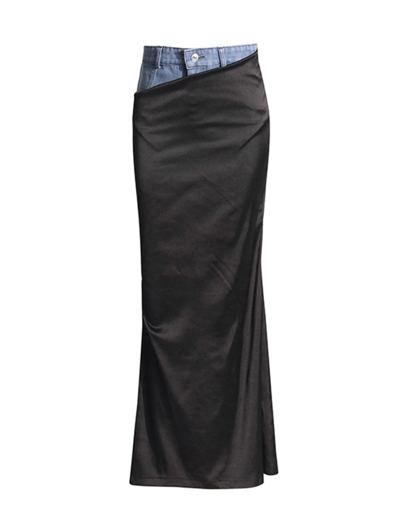 Denim package hip long autumn fashion split hem skirt