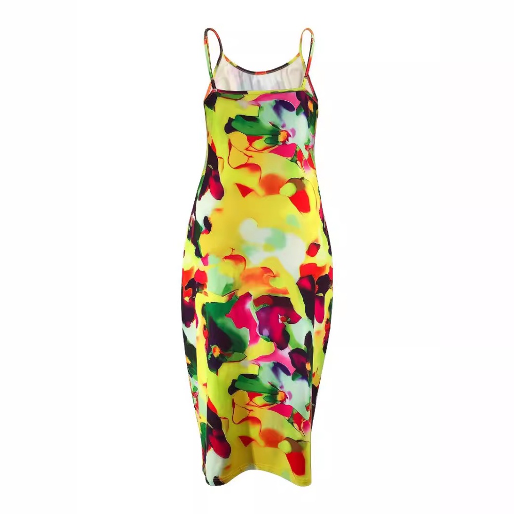 Loose flowers large yard European style sling dress