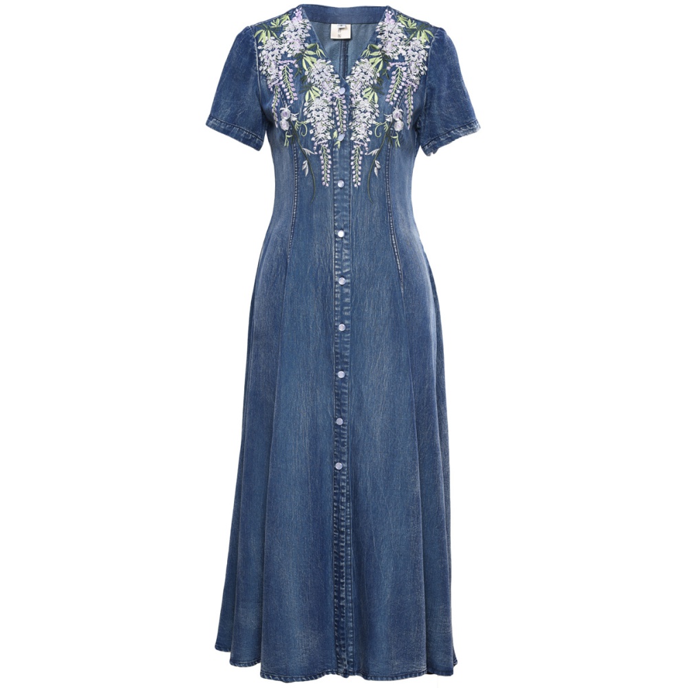 Summer retro long dress embroidery slim cardigan