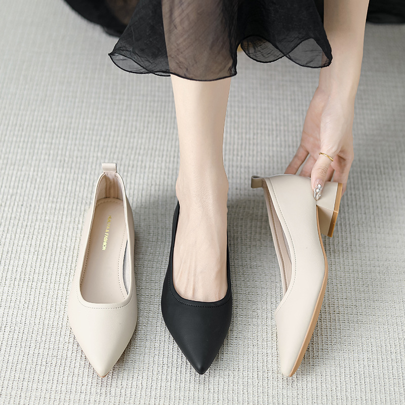 Slim middle-heel thick simple shoes for women