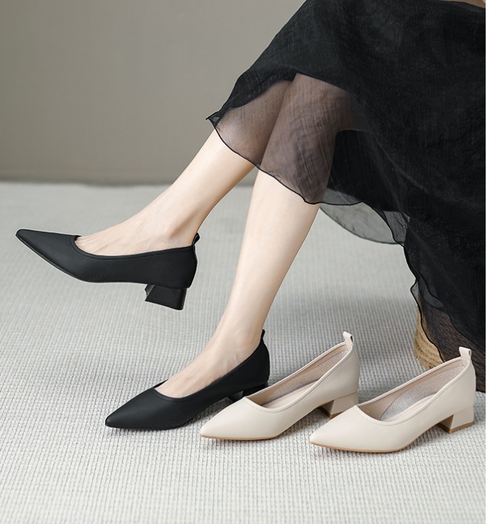 Slim middle-heel thick simple shoes for women