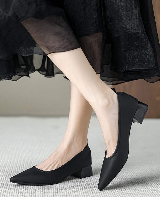 Slim middle-heel thick simple shoes for women