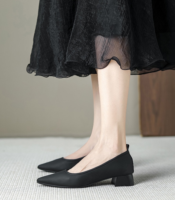 Slim middle-heel thick simple shoes for women