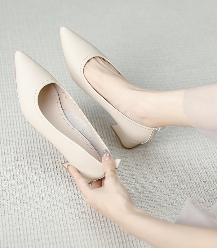 Slim middle-heel thick simple shoes for women