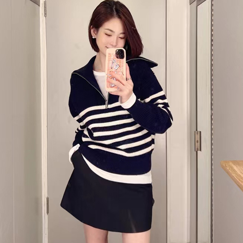 Autumn and winter pullover half zip high collar sweater