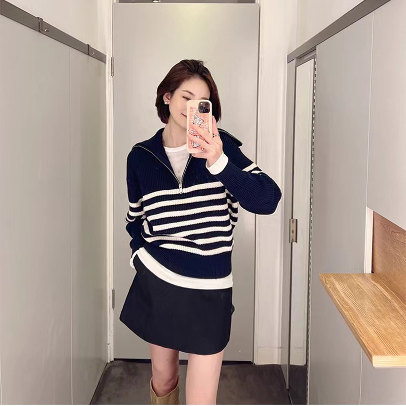 Autumn and winter pullover half zip high collar sweater