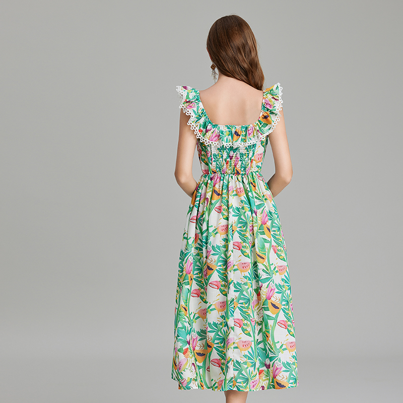 A-line strapless sexy back elastic flowers dress