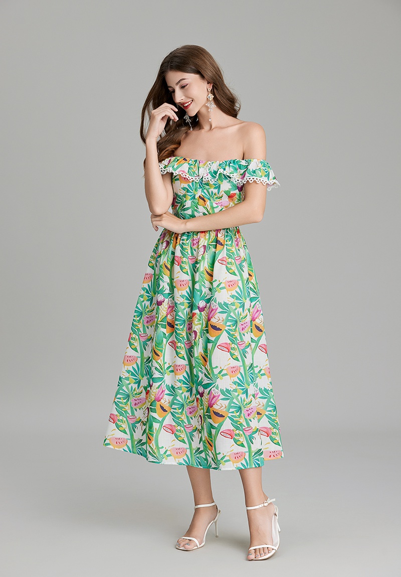 A-line strapless sexy back elastic flowers dress