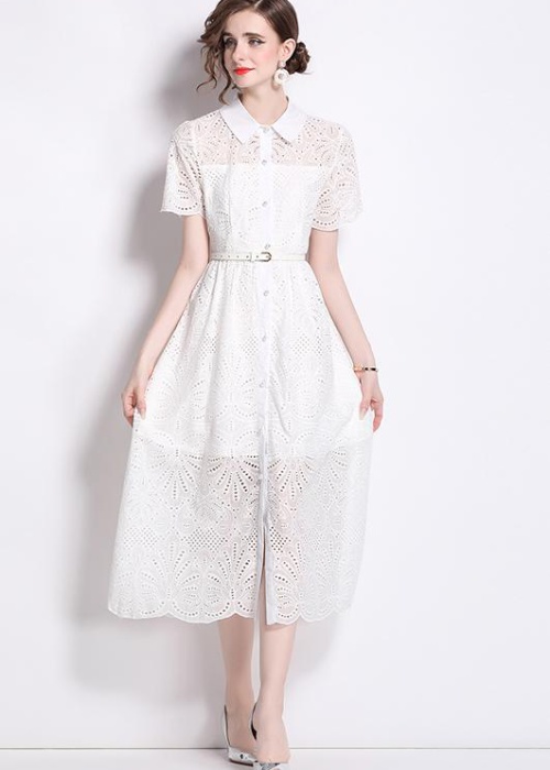 Cotton summer embroidery vacation dress