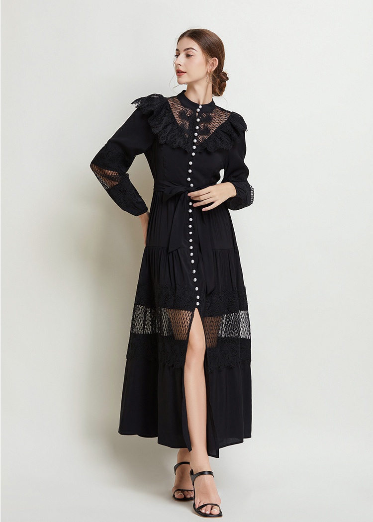 Temperament dress pinched waist long dress