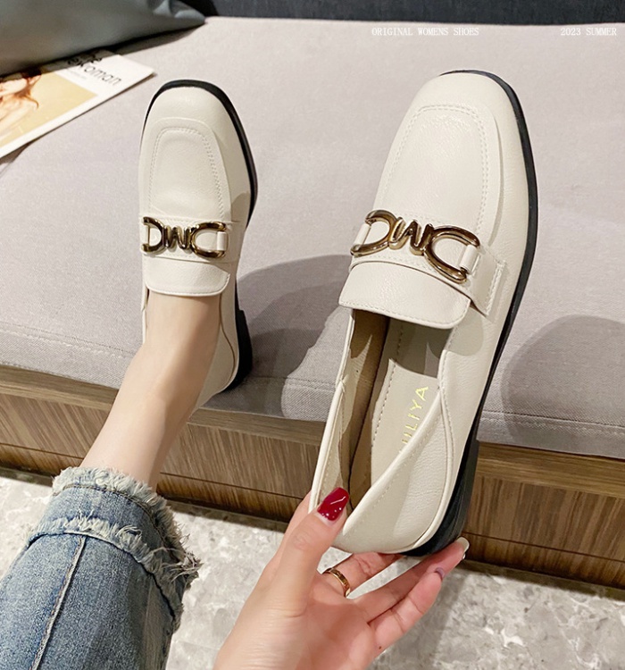 Metal buckles British style lazy shoes flat loafers for women