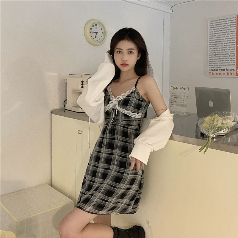 Sling A-line slim T-back splice bandage dress for women