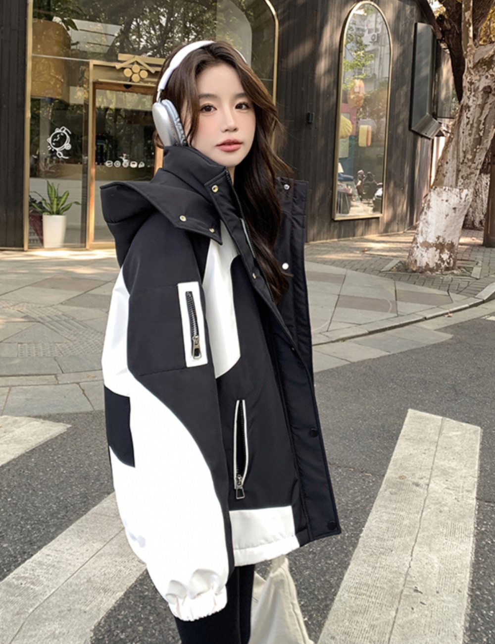 Outdoor sports loose cotton coat short winter coat for women