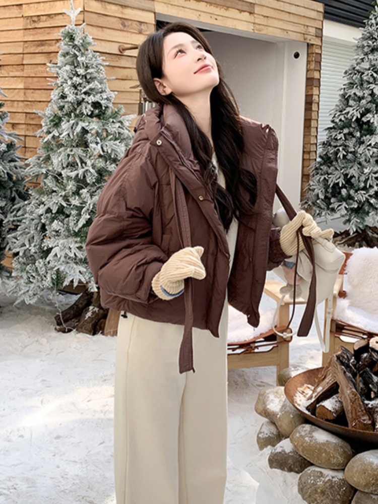 Down short cotton coat Korean style winter coat for women