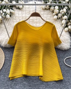 Loose slim crimp T-shirt European style summer tops for women