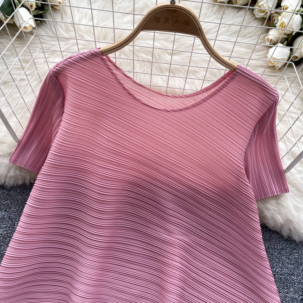 Loose slim crimp T-shirt European style summer tops for women