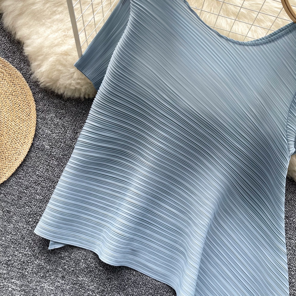 Loose slim crimp T-shirt European style summer tops for women