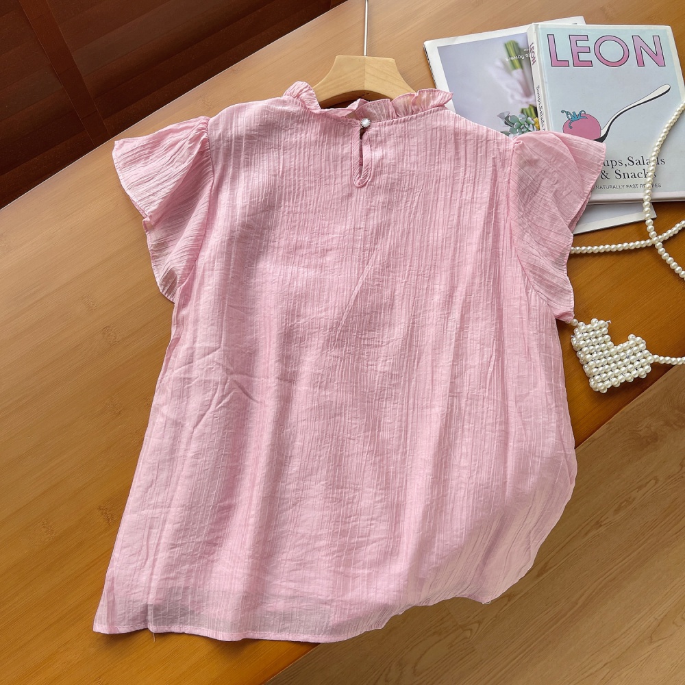 All-match Korean style tops splice doll shirt for women