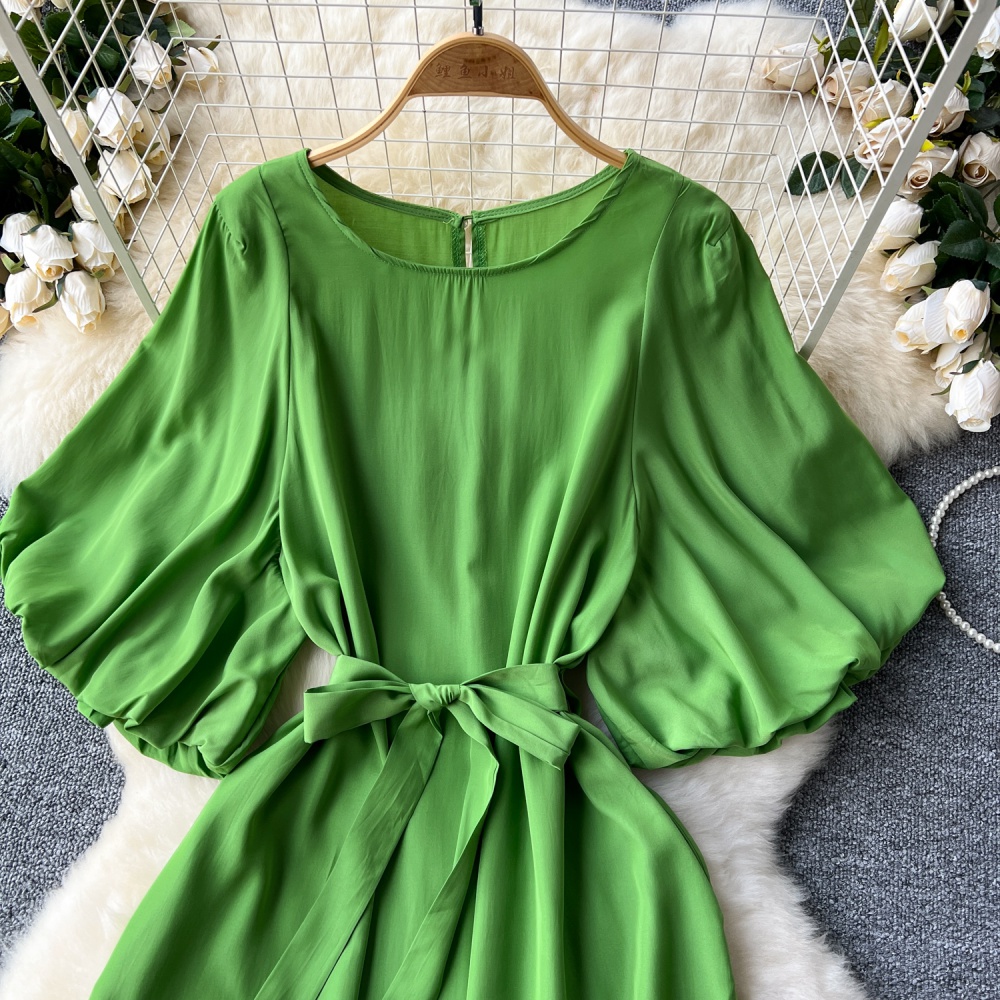 Pinched waist dress tender long dress for women