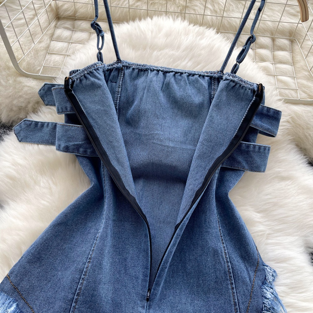 Retro spicegirl burr vest denim enticement tops for women