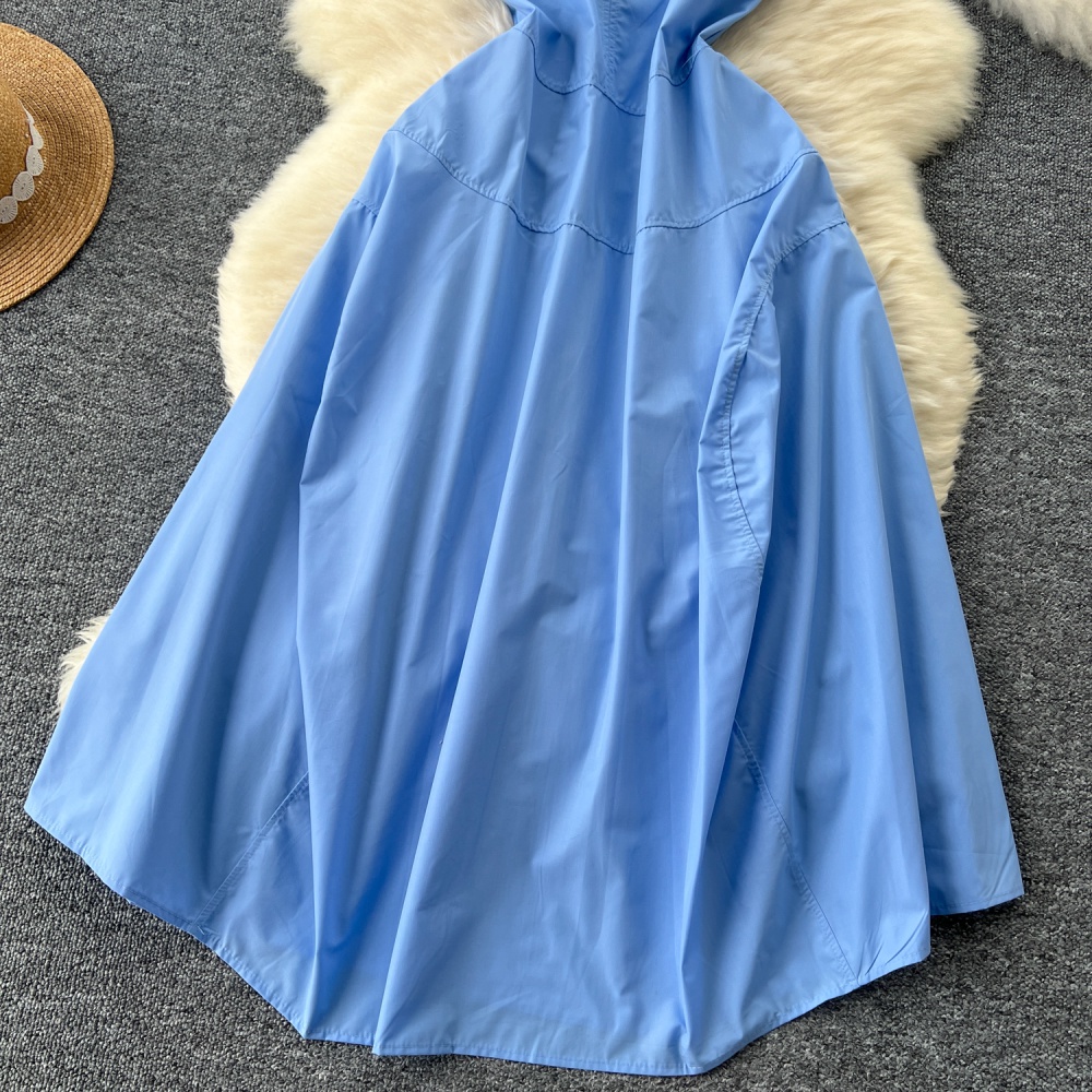 Sleeveless long dress pinched waist dress for women